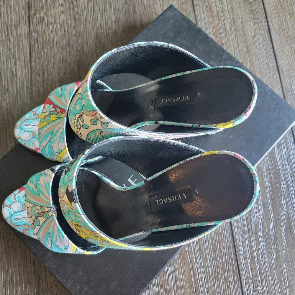 Like New Versace Fluo Barocco High Heel Sandals - Picture 5 of 7